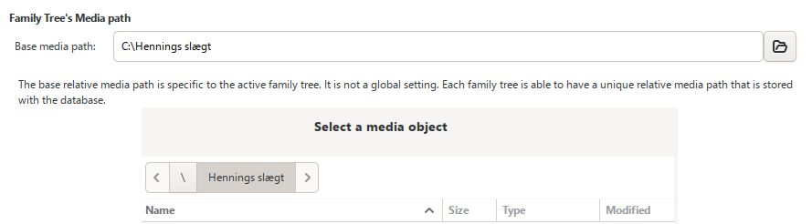 Gramps family tree media base path and Add Media file dialog